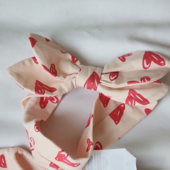 Mudpie heart cotton footie with headband - Picture 4 of 5